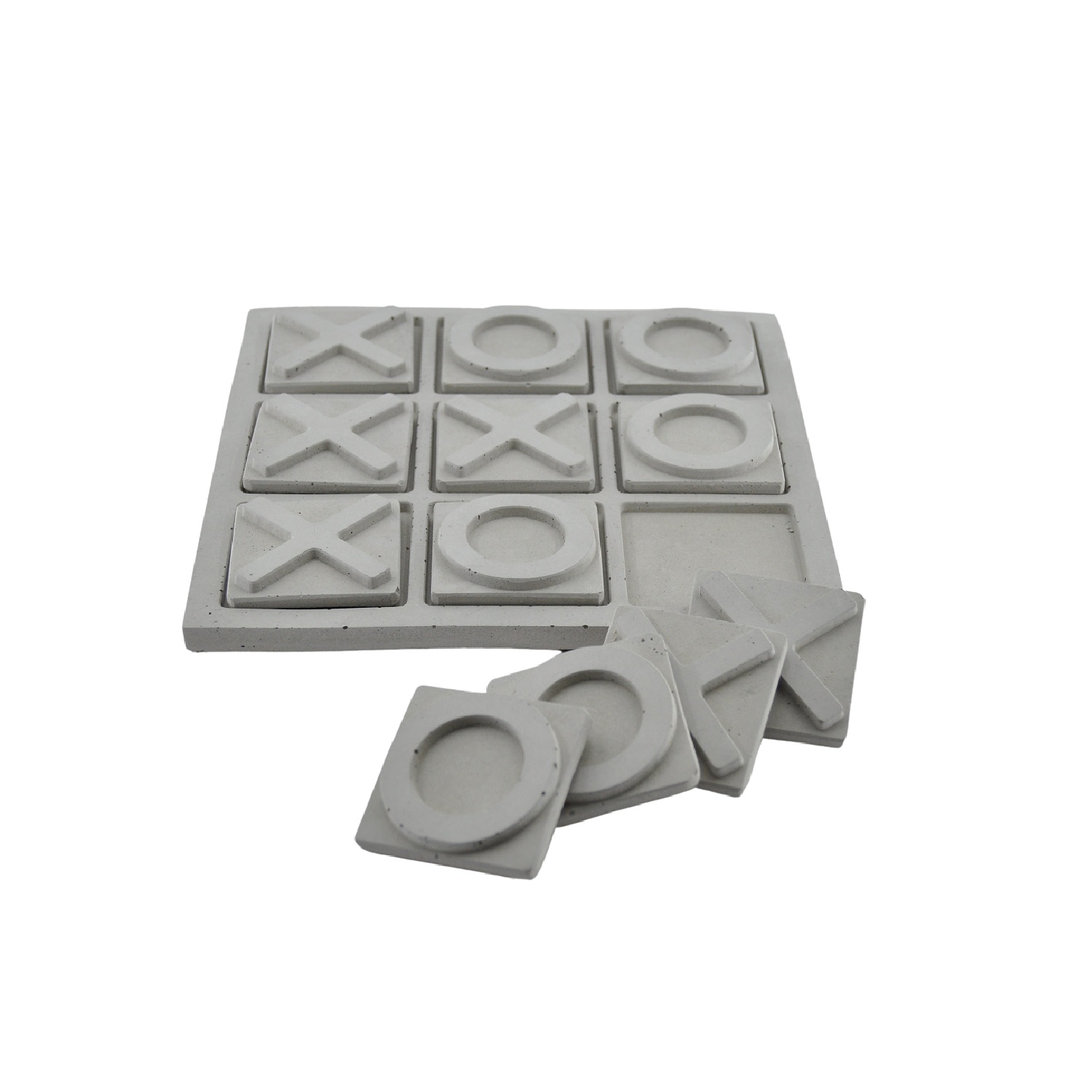 Brüt Beton Tic Tac Toe (XOX) Oyunu – Dekoratif Masaüstü Strateji Oyunu